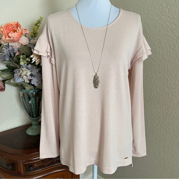 Calvin Klein Ruffle Shoulder Knit Top - Picture 5 of 16